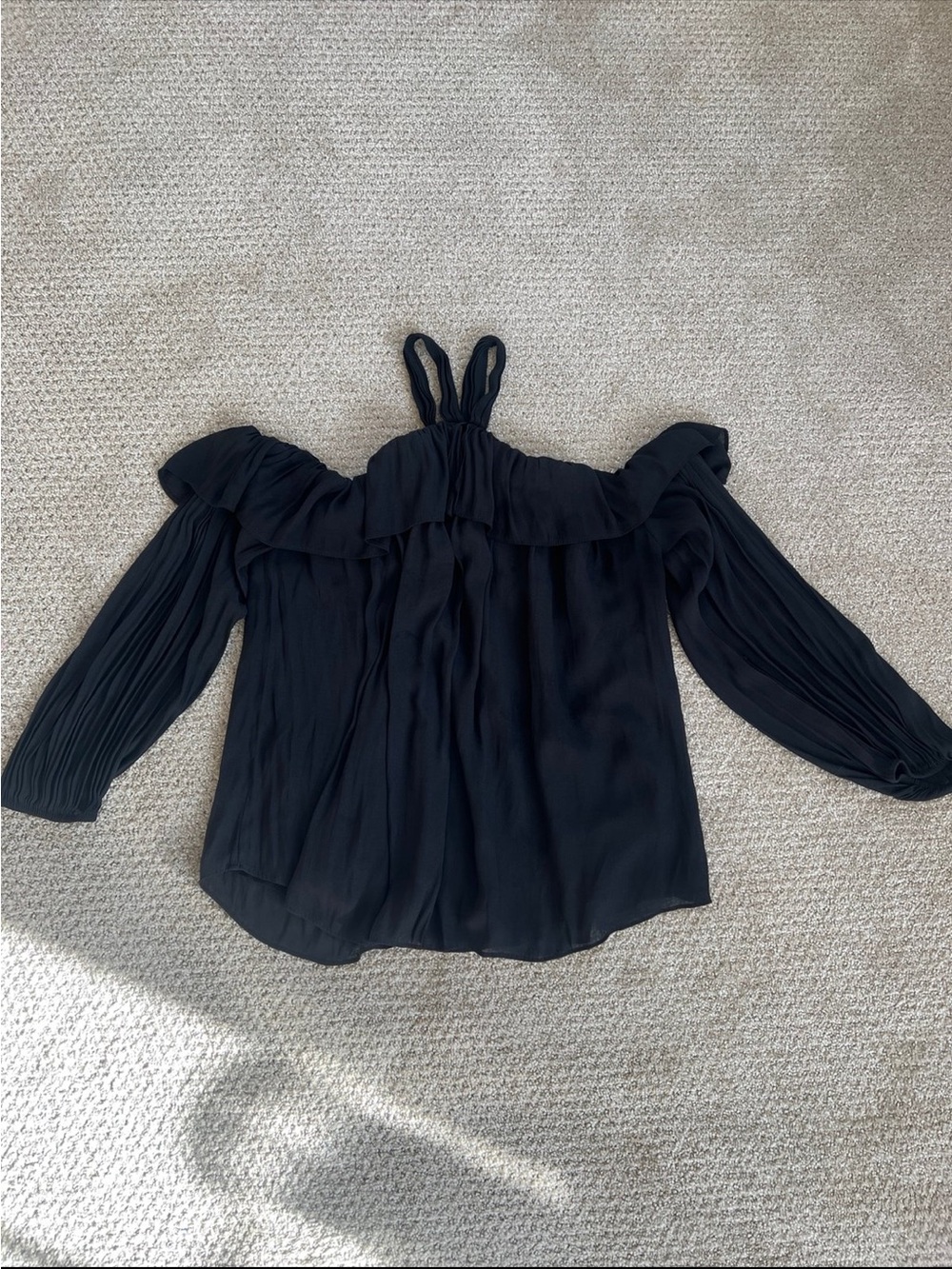 LOFT Black Off-Shoulder Ruffle Blouse